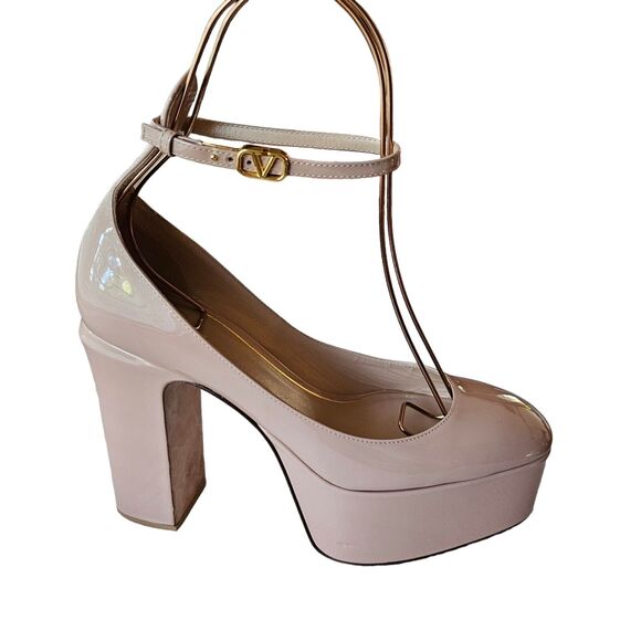 Valentino Garavani Tan-Go Platform Pump Rose Cannelle Patent Leather 39.5 US 9.5 - Picture 1 of 10